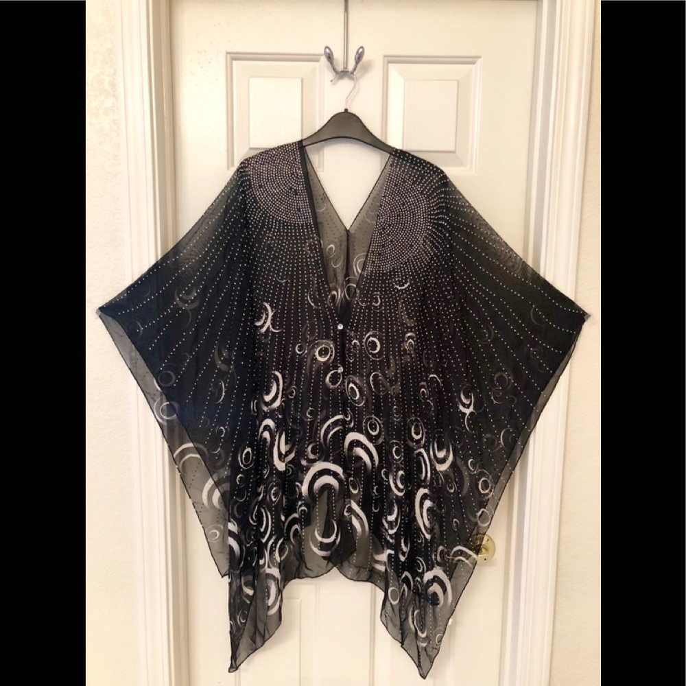 Swirls Rhinestone Bling Poncho